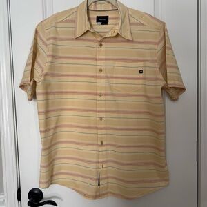 Marmot Mens Yellow Striped Short Sleeve Shirt